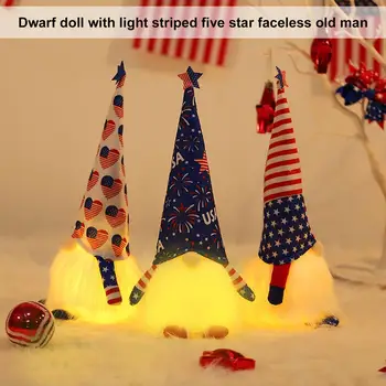 USA Riikliku Päev Kääbus Nukk Hele Triip Viie-star Gnomes Ameerika Lipu Valgustatud Kääbus Nukk Triibuline Näota Mees