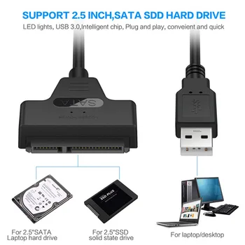 USB 2.0 SATA 3 Cable Sata USB 2.0 Adapter on Kuni 6 gbit / s Toetada 2,5 Tolline Väline SSD HDD kõvaketas 22 Pin, Sata III-Kaabel 179359