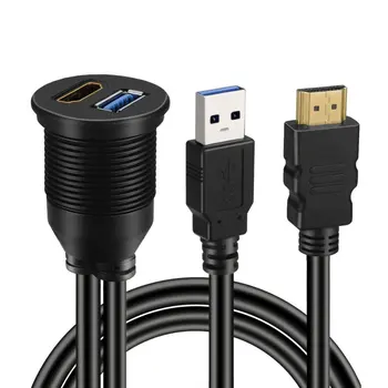 USB 3.0 Ja HDMI-ühilduva HDMI-ühilduva + USB3.0 AUX Laiendamine Armatuurlaua Veekindel Auto Eest Varjatud Paigaldus Kaablid
