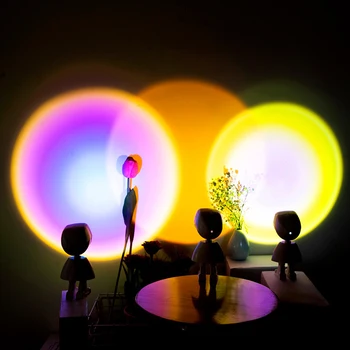 USB Atmosfääri Kerge Robot Sissenõutavaks Nuppu 360° Projektor Led Night Light Lamp Värvikas Taust Seina Vikerkaar Loojangu Valgus