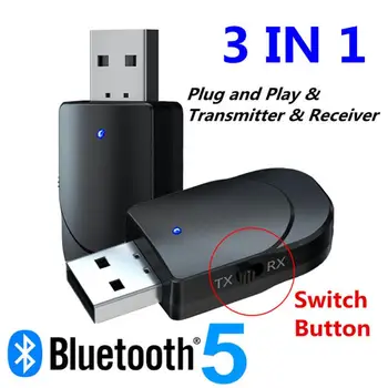 USB-Bluetooth-ühilduva Adapter 3In1 Audio Vastuvõtja, Saatja 3,5 mm AUX-Stereo Adapter (TV PC Arvuti, Auto Tarvikud