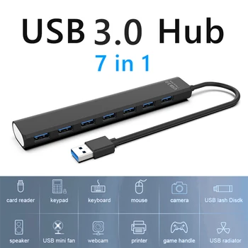 USB-HUB-USB 2.0 3.0 Splitter 5Gbps Suure Kiirusega 7 Pordid USB-Expander Portable PC-Arvuti Docking Converter-Adapter