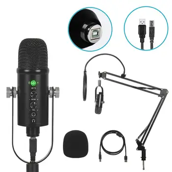 USB-Kondensaator Mikrofon Professional Koju Stuudio Salvestus Microfone Sülearvuti Karaoke Microfono Jaoks Tõmblema Mängude Streaming
