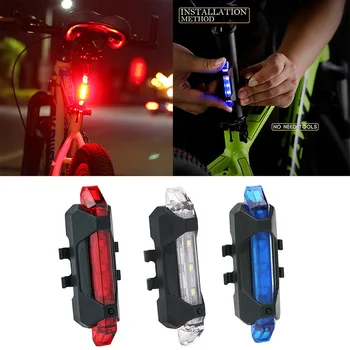 USB Laetav Jalgratta Taillight Veekindel Bike Tarvikud LED Taskulamp Ohutus Hoiatus Lamp Öö Ratsutamine, Jalgrattasõit Tuled