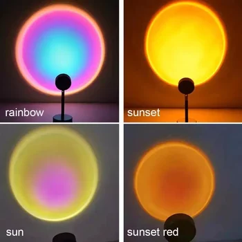 USB-Nupule, Rainbow Päikeseloojangut Projektori Lamp Atmosfääri Led Night Light Kodu Coffe Shop Taust Seina Kodu Kaunistamiseks Värvi Lamp