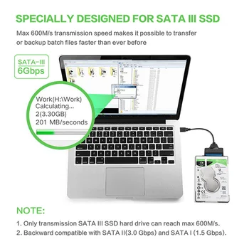 USB-SATA 3 Sata Kaabel ja USB 3.0 Adapter KUNI 6 gbit / s Toetada 2.5 Tolline Väline SSD HDD kõvaketas 22 Pin Sata III A25 2.0