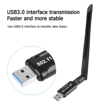 USB WiFi Adapter 1200Mbps 2.4 GHz 5.8 GHz WiFi Antenn Dual Band 802.11 AC Mini Traadita arvutivõrgu Kaardi Vastuvõtja