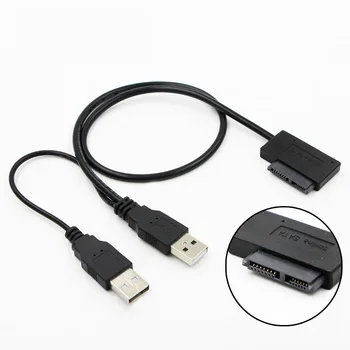 USB2.0 kuni 6+7 13Pin Kahe Slim SATA Kaabel Väliste USB 2.0 Toide Sülearvuti, CD-ROM, DVD-ROM VEIDER Adapter Converter
