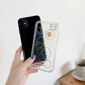 Ultra-õhuke Armas Naeratus Silikoon Telefon Case For iPhone 12 11 Pro Max SE XSmax XR-X 8 7 Pluss Läbipaistev kaitsekaas 2491