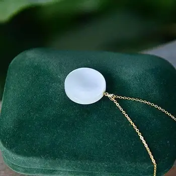 Unikaalne Disain Loomulik Hetian Jade Ring Kaelakee Ripats Peen, Elegantne Luksus Daamid Hõbe Ehted 139937
