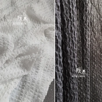Unikaalne Plisseeritud Sifonki Kangast Tõstatatud Tekstuur Must Valge DIY Laigud Taustal Decor HanFu Särk, Seelik, Kleit Disainer Riie
