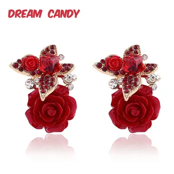 Unistus Candy Vintage Vaik Roosi Lillega Kõrvarõngad Naistele Peen Rhinestone Liblika Kõrvarõngad ehted Uute 2021