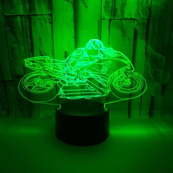 Uudne 3D Laua Lamp 3D Krossi Bike Öösel Tuled LED USB-7 Värvi Andur laualamp Holiday Uus Aasta Sünnipäeva Decor Kingitused