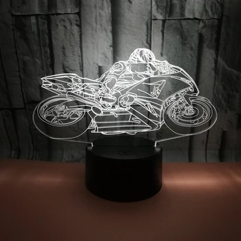 Uudne 3D Laua Lamp 3D Krossi Bike Öösel Tuled LED USB-7 Värvi Andur laualamp Holiday Uus Aasta Sünnipäeva Decor Kingitused