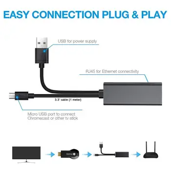 Uus 1m 3 in 1 Micro USB RJ45 Ethernet Adapter Tulekahju TV Stick 480Mbps LAN Kaart, USB-Toide, 100M Ethernet