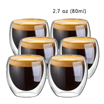 Uus 2/4/6tk 80ml 2.7 oz Klaas Topelt Seinaga, Soojusisolatsiooniga Trummel Espresso Tee Tassi kohvi kruus tazas de ceramica creativas Tassi
