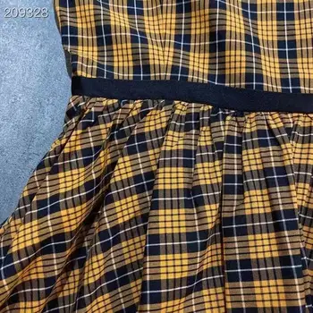 Uus 2021 Moe Raja Suvine Kleit Naiste V-Kaeluse Ruuduline Varrukateta Prindi Elegantne Midi Populaarne Kõrge Qaulity Kleidid