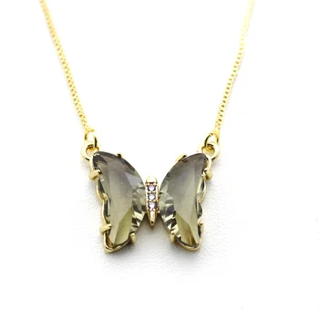Uus AAA Kuupmeetri Tsirkoon elegantne crystal liblikas kahepoolsete Kaelakee Kingitus daam lihtne stiil candy värvi putukate Kõrvarõngad magus 146605