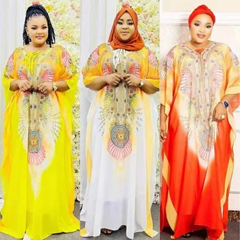 Uus Aafrika Dashiki Naiste Mood Abaya Stiilne Sifonki Kangast Prindi Lahti Pikk Kleit Vaba Suurus + Sees