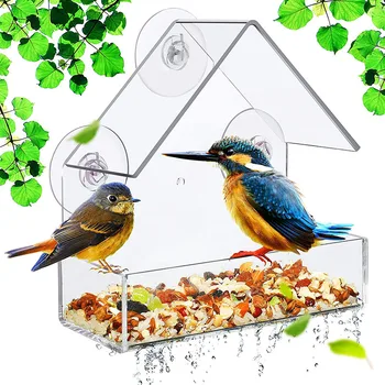 Uus Akrüül Bird Feeder Läbipaistev Selge Vaatamise Maja Kuju Birdhouse Äraveo Rippuvad Toidu Mahuti Lemmikloom Linnud Loomade