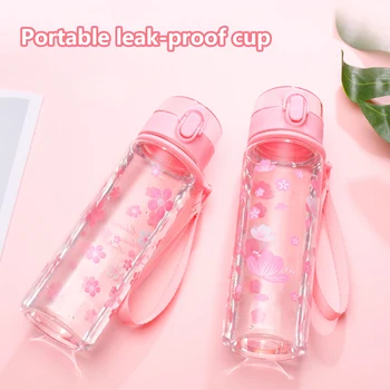 Uus Armas Cherry Blossom Muster Loominguline Armas Läbipaistev Plastik Piima Joomine Cup BPA Vaba Portable Anti langeb Tassi Käsi