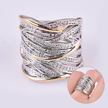 Uus Elegantne Kulla Värvi Rhinestone Crystal Ring Lai Tsirkoon Kivi Rõngad, Naiste Mood Pulmad Engagement Ehted Kingitused 106902