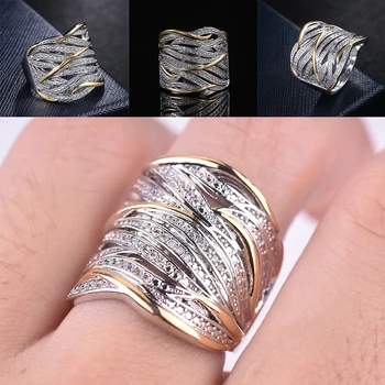 Uus Elegantne Kulla Värvi Rhinestone Crystal Ring Lai Tsirkoon Kivi Rõngad, Naiste Mood Pulmad Engagement Ehted Kingitused