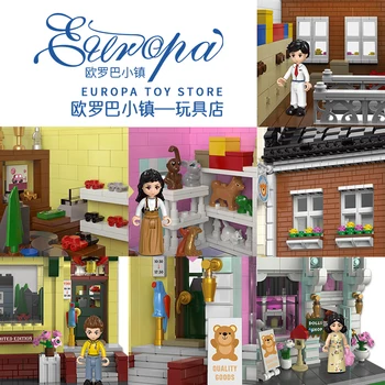 Uus Europa Style Seeria high-tech ehitusplokid Euroopa Linna Toy Store Kauplus Maja Mudeli, Mille Näitajad Tellised Mänguasjad