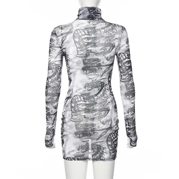 Uus Hitt Kleit Kõrge Krae Trükkimine Kleidid Naistele Poole 2021 kõige lühem Kleit Seksikas Mantel, Suvel Kleidid Kerge Clubwear