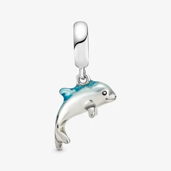 Uus KUUM 925 Sterling Hõbe Päilyntä Dolphin Tolknema Võlu Rant Sobivus Originaal Pandora Käevõru, Kaelakee 2020 Uute tulijate Ehted