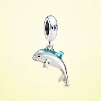 Uus KUUM 925 Sterling Hõbe Päilyntä Dolphin Tolknema Võlu Rant Sobivus Originaal Pandora Käevõru, Kaelakee 2020 Uute tulijate Ehted