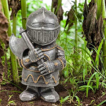 Uus Knight Kääbus Guard Vaik Kuju Väljas Hoov Kaunistamiseks Aed Sõdur Rüütel Guard Statuette Armor Miniatuurne Skulptuur