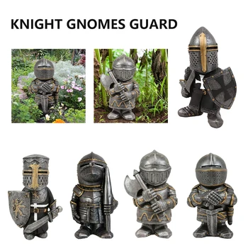 Uus Knight Kääbus Guard Vaik Kuju Väljas Hoov Kaunistamiseks Aed Sõdur Rüütel Guard Statuette Armor Miniatuurne Skulptuur