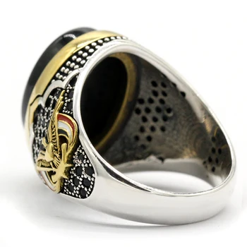 Uus Meeste 925 Sterling Silver Ring, Ovaal, Must Loomulik Avärav Ringi, Rahu Märk, Mees Tai Hõbe Ehted türgi
