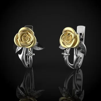 Uus Moekas kuld kaks värvi roos kõrvarõngad Euroopas ja Ameerika Ühendriikides populaarne kõrvarõngas daam 76511