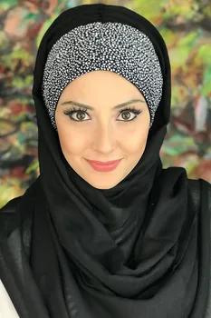 Uus Mood 2021 Hijab Islami Riided Turban Naiste Müts Kevad-Suve Sall Musta Värvi Valge Punktiir Kroogitud Salli Valmis