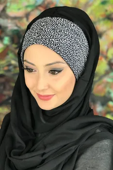 Uus Mood 2021 Hijab Islami Riided Turban Naiste Müts Kevad-Suve Sall Musta Värvi Valge Punktiir Kroogitud Salli Valmis