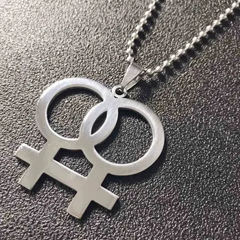 Uus Mood Roostevabast Terasest Lesbi Sugu Sümbol Kaelakeed Ripatsid Naiste Gay Pride Hõbedase Värvi Ehted Pärlitega Kett Link