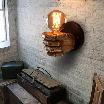 Uus Retro parem käsi rusikas vaik seina lamp Loft tööstus tuul teenetemärgi antiik seina lamp E27 kruvi liides