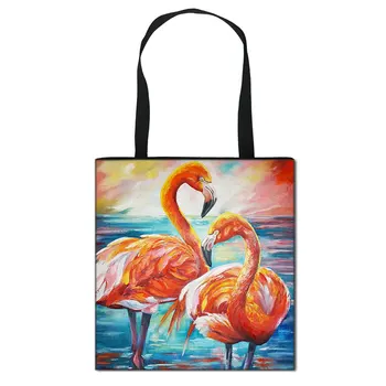 Uus Suure Mahutavusega ostukott Cartoon Loovuse Värvi Papagoi flamingolased Kott Naistele, Ladustamise Linnud Trükitud Käekott 118445