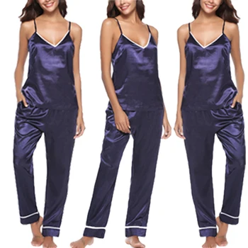 Uus Trendikas 2TK Naiste Lady Silk Satin Pidžaama Komplekt Pyjama Sleepwear Siserõivad Homewear vest+Pant Sleepwear Nightwear 40436