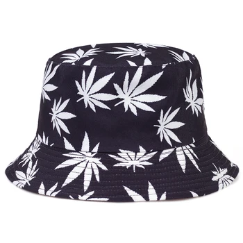 Uus Unisex Maple Leaf Prindi Kalamees Müts Vabaaja Panama Kopp Mütsid Paar Puuvill Hip-Hop Ühise Põllumajanduspoliitika Mood Sun Korter Top Mütsid Kingitused