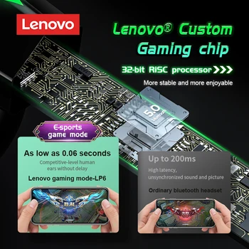 Uusi Tooteid laos Lenovo LP6 Juhtmeta Peakomplekti Bluetooth-V5.0 Mängu Tõsi Esports Süüa Kana Extra Long Life Touch Contro