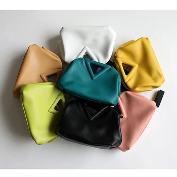 Uusim Ehtne Nahk Naiste Kolmnurk Kotid Brändi Disainer Daamid Õla Messenger Bag Kõrge Kvaliteediga Pehmed Käekotid Candy Värvid