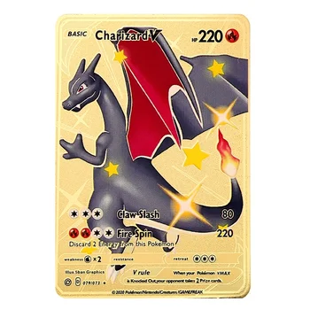 Uusim Pokemon Kaardid Metallist Kaardi PIKACHU Charizard Vmax Kaardi 120HP Kogumise Kingitus Kids Mängu Kogumise Kaardid
