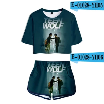 Uusim Teen Wolf Ulme Kahe-osaline Komplekt, Suvel Lühikesed Varrukad Crop Top + 3D lühikesed Püksid Tüdrukute Vabaaja Streetwear Tracksuit Naine