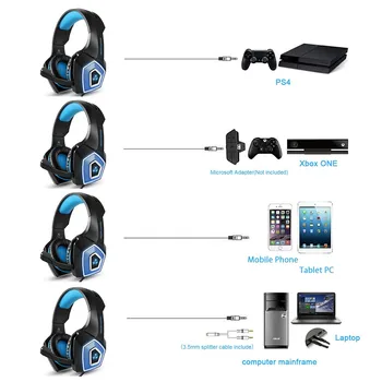 V1 Gaming Headset Stereo, Bass Heaphone Koos Mic-LED Light PS4 Xbox Üks PC+5000DPI 6 Nupud Pro Gaming kõrvaklapid