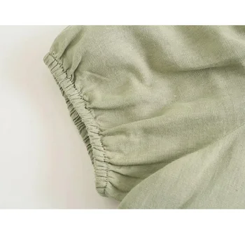 VUWWYV Za 2021 Kleidid Roheline Ruffle Voodipesu Aafrika Naiste Kleit Suvel Lühikesed Puhvis Varrukad Poole Mini Kleidid Naine Plisseeritud Vestidos