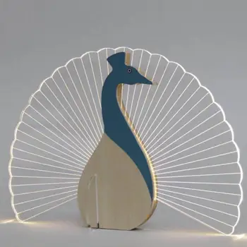 Vaal Paabulind Puidust Ornament Läbipaistev Akrüül Kujukeste LED Valgus Kodu Kaunistamiseks Käsitöö Pelican Miniatuuri Valgustus Kuum