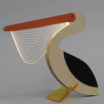 Vaal Paabulind Puidust Ornament Läbipaistev Akrüül Kujukeste LED Valgus Kodu Kaunistamiseks Käsitöö Pelican Miniatuuri Valgustus Kuum